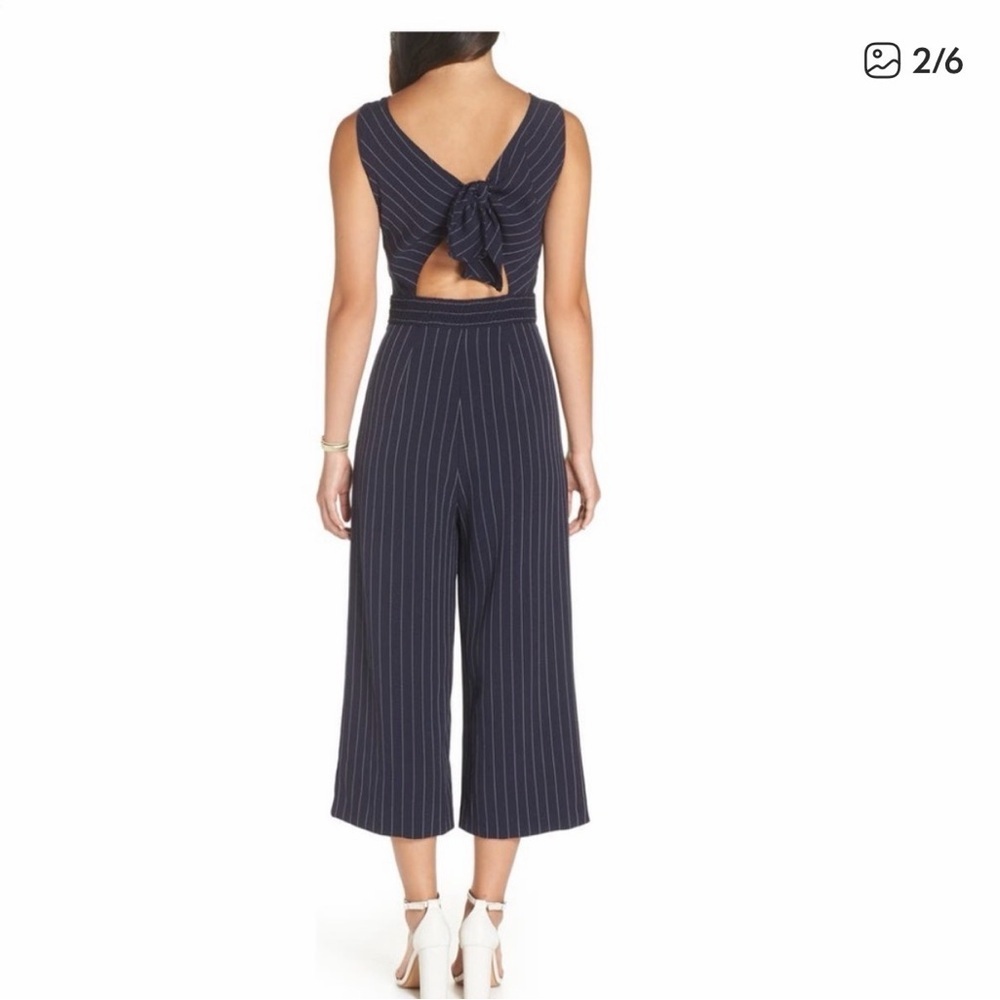 NWOT 1901 Navy Striped Jumpsuit - Picture 2 of 7